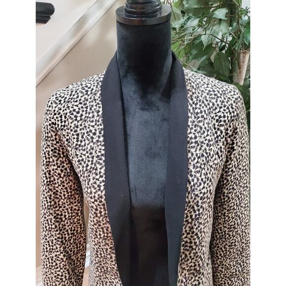 Bar lll Womens Beige Black Leopard Print Long Sleeve Open Front Blazer Jacket S - Picture 2 of 11
